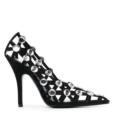 ATTICO THE ATTICO GRID 105MM RHINESTONE-EMBELLISHED PUMPS