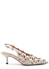 Attico The  Grid 50 Mirror-embellished Leather Slingback Pumps In White