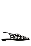 Attico Grid Embellished Suede Ballet Flats In Animal Print