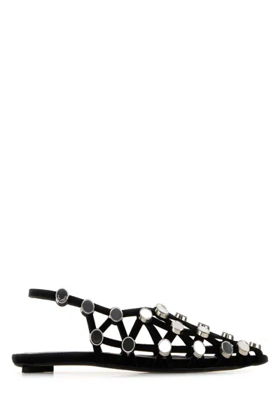 Attico Grid Embellished Suede Ballet Flats In Black