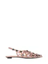 Attico Grid Embellished Suede Slingback Flats In Beige