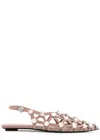 Attico Grid Embellished Slingback Flats In Beige