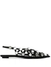Attico Grid Embellished Suede Ballet Flats In Black