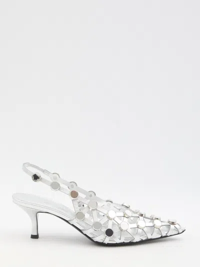 Attico The  Grid Slingback Pumps In White