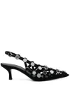Attico The  Black Open Lattice Design Low-heeled Shoes In Black