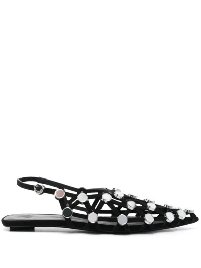 Attico The  Grid Suede Flat Ballerinas