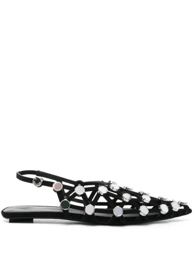 ATTICO THE ATTICO GRID SUEDE FLAT SLINGBACK
