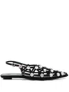 Attico The  Grid Suede Flat Slingback In Black