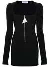 Attico Mini Dress With Deep V-neck In Black