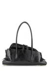 Attico Charcoal Leather Small La Passeggiata Handbag In Gray