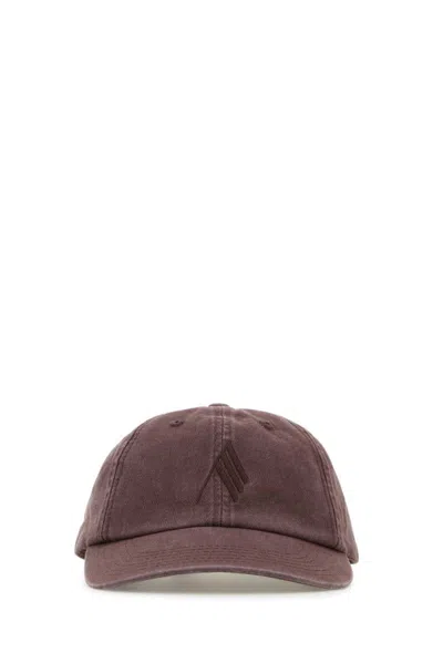 Attico Canvas Baseball Cap Curved Brim Eyelets In Brown
