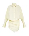 Attico The  Hatty Collared Button-up Mini Dress In White