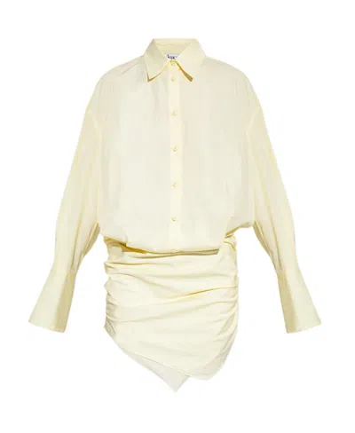 Attico The  Hatty Collared Button-up Mini Dress In White