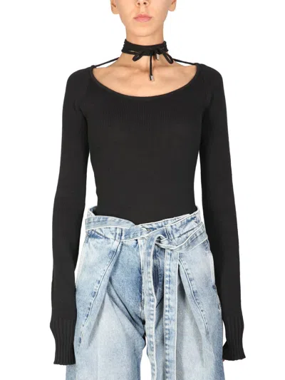 Attico The  "heather" Sweater In Black