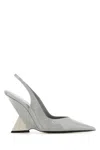 Attico Grey Leather Cheope Pumps In Grey