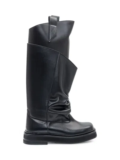 Attico The  High Boots With Asymmetrical Design In Black