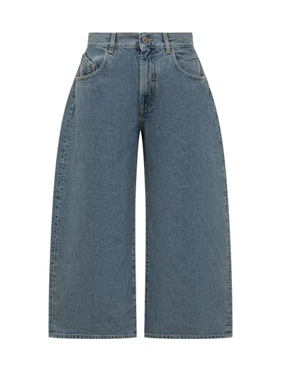 Attico The  High-waisted Denim Leggings In Blue
