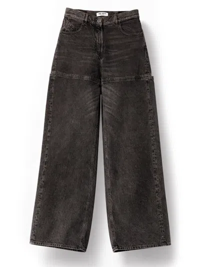 Attico The  High-waisted Wide-leg Jeans In Black