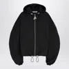 Attico Bomber Jacket With Hood And Drawstring Hem In Black