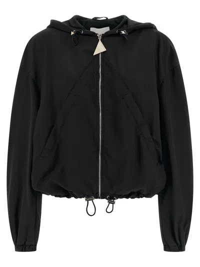 Attico The  Hooded Bomber Jacket In Black