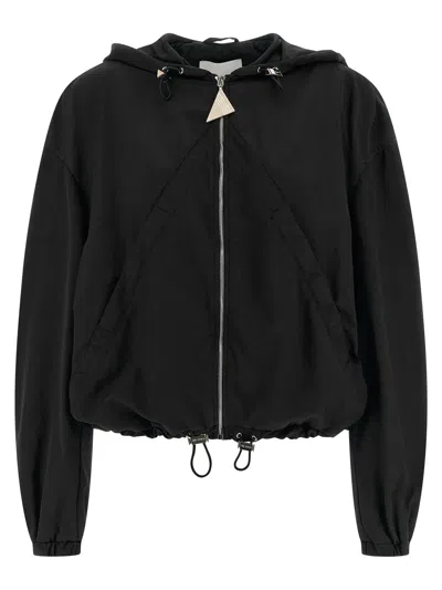 Attico The  Hooded Bomber Jacket In Black