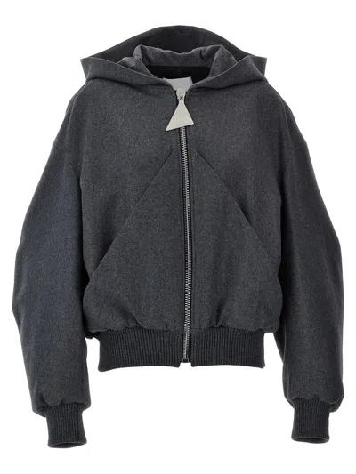 Attico The  Hooded Bomber Jacket In Gray
