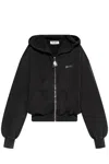 Attico Front-zip Cotton Hoodie In Black