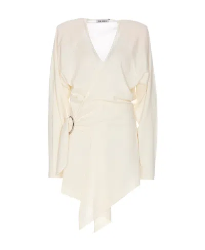 Attico The  Hurely Asymmetric Hem Mini Dress In White