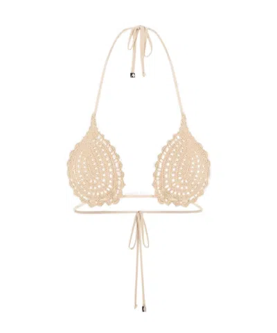 Attico The  Il Primo Bagno Crochet Bikini Top In Pink