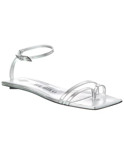 Attico The  Isla Leather Sandal In Silver