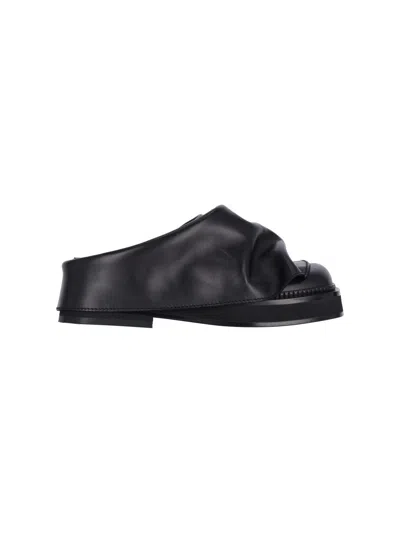 Attico The  Italian Calf Leather Sandals For Women In Black