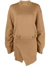 Attico Ivory Cotton Sweatshirt Dress In Brown
