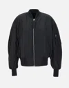 Attico Black Bomber Jacket With Front Zip Closure And One Zipped Pocket On The Sleeve In Tech Fabric Woman In Black