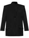 Attico Gabardine Single Breasted Blazer In Black