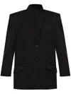 Attico Gabardine Single Breasted Blazer In Black