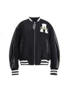 Attico Bomber Jacket With Ribbed Cuffs And Hem In Black