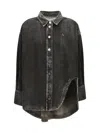 Attico Asymmetric Long-sleeve Denim Shirt In Black