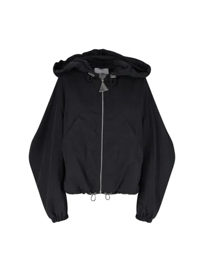 Attico Oversized Black Hooded Bomber Jacket