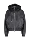 Attico Maxi Hooded Bomber Jacket In Black
