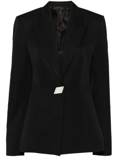 Attico Single-breasted Maxi-shoulders Blazer In Black