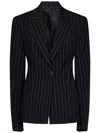 Attico Glen Pinstriped Blazer In Black