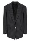 Attico Glen Pinstripe Single-breasted Blazer In Blue