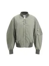 Attico Green Bomber Jacket With Zip Pocket On The Sleeve In Tech Fabric Woman In Green