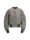 Attico Grey Bomber Jacket With Front Zip Closure And One Zipped Pocket On The Sleeve In Green