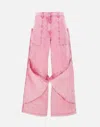 Attico Paneled Low-rise Wide-leg Jeans In Pink