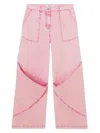Attico Paneled Low-rise Wide-leg Jeans In Pink