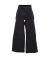 Attico Wide-leg Denim Trousers With Cut Out Detail In Black