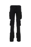 Attico Dark Wash Cargo Jeans With Logoed Buttons 15cm In Black