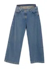 Attico Blue Wide Jeans With Double Waistline In Denim Woman In Blue