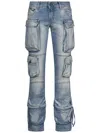 Attico 'essie' Light Blue Fitted Jeans With Cargo Pockets In Blue